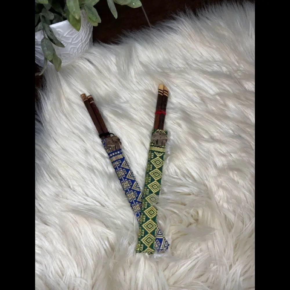 Bamboo Chopsticks & Silk Case Wooden Elephant Reusable